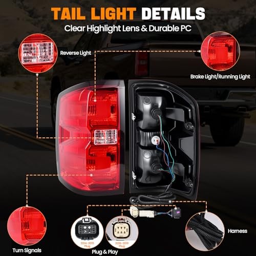 Tail Light Assembly Compatible with 2014-2019 Chevy Silverado Left Driver Side
