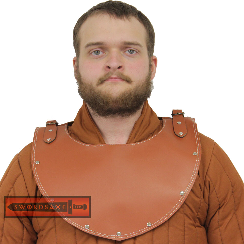 Medieval Templar Knight Marius Crusader Leather Gorget Neck Armor Cosplay Brown