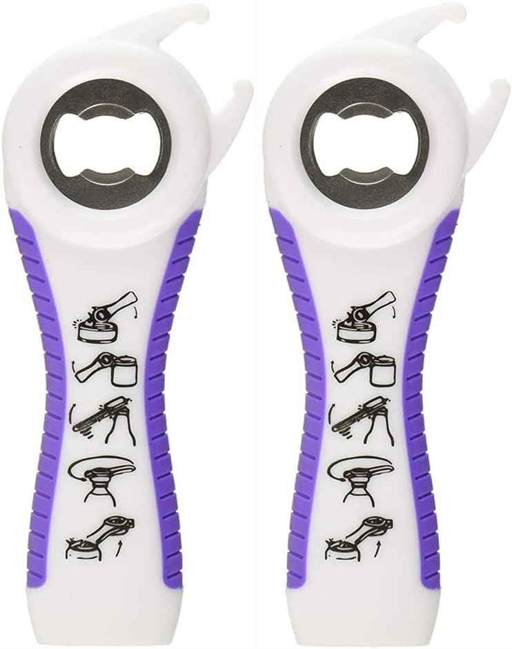 2 pack 5-in-1 Multi Function Plastic Grip Bottle Opener- Easily Opens White