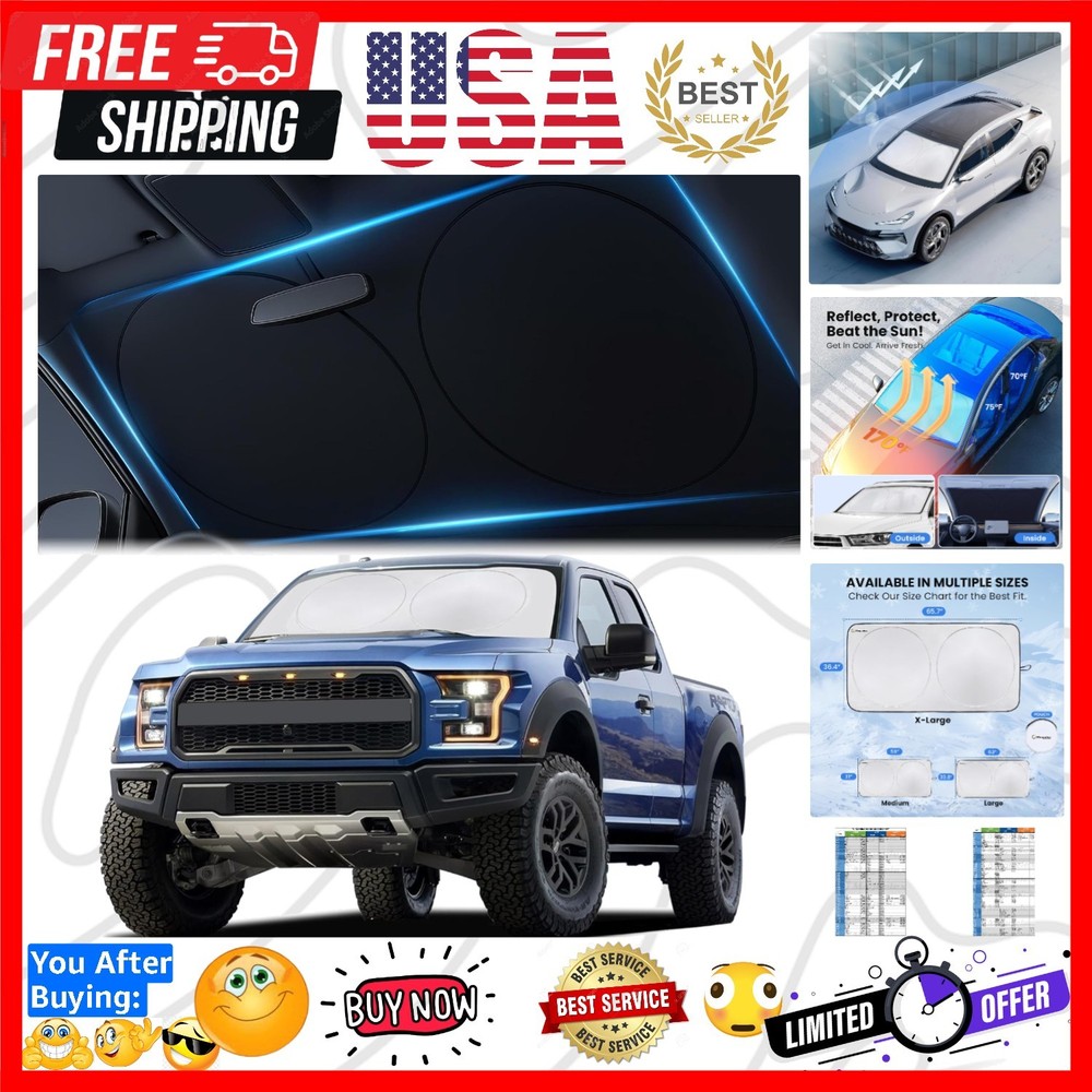 Car Windshield Sunshade | Innovative No-Light-Pass Technology for Maximum Pro...