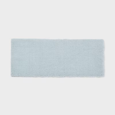 Threshold Tufted 60x24" Bath Rug Runner High Pile Heavyweight, Light Blue