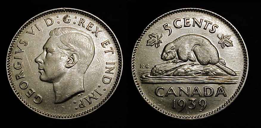 CANADA 1939 Five Cents XF