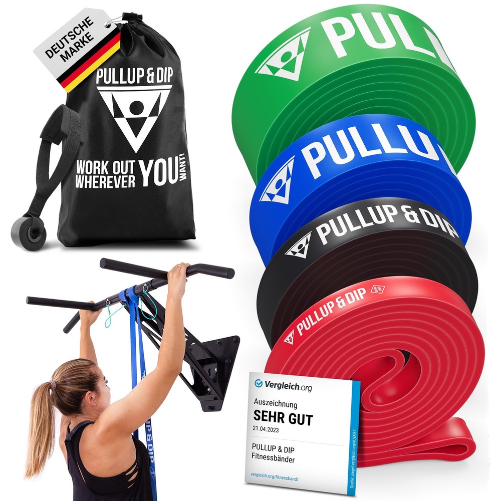 PULLUP & DIP Pull Up Assistance Bands Resistance LIGHT (Black, 15-53 lbs)