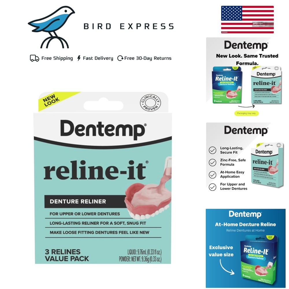 Silicone Denture Reline Kit - Soft Reline Set for Secure Upper/Lower