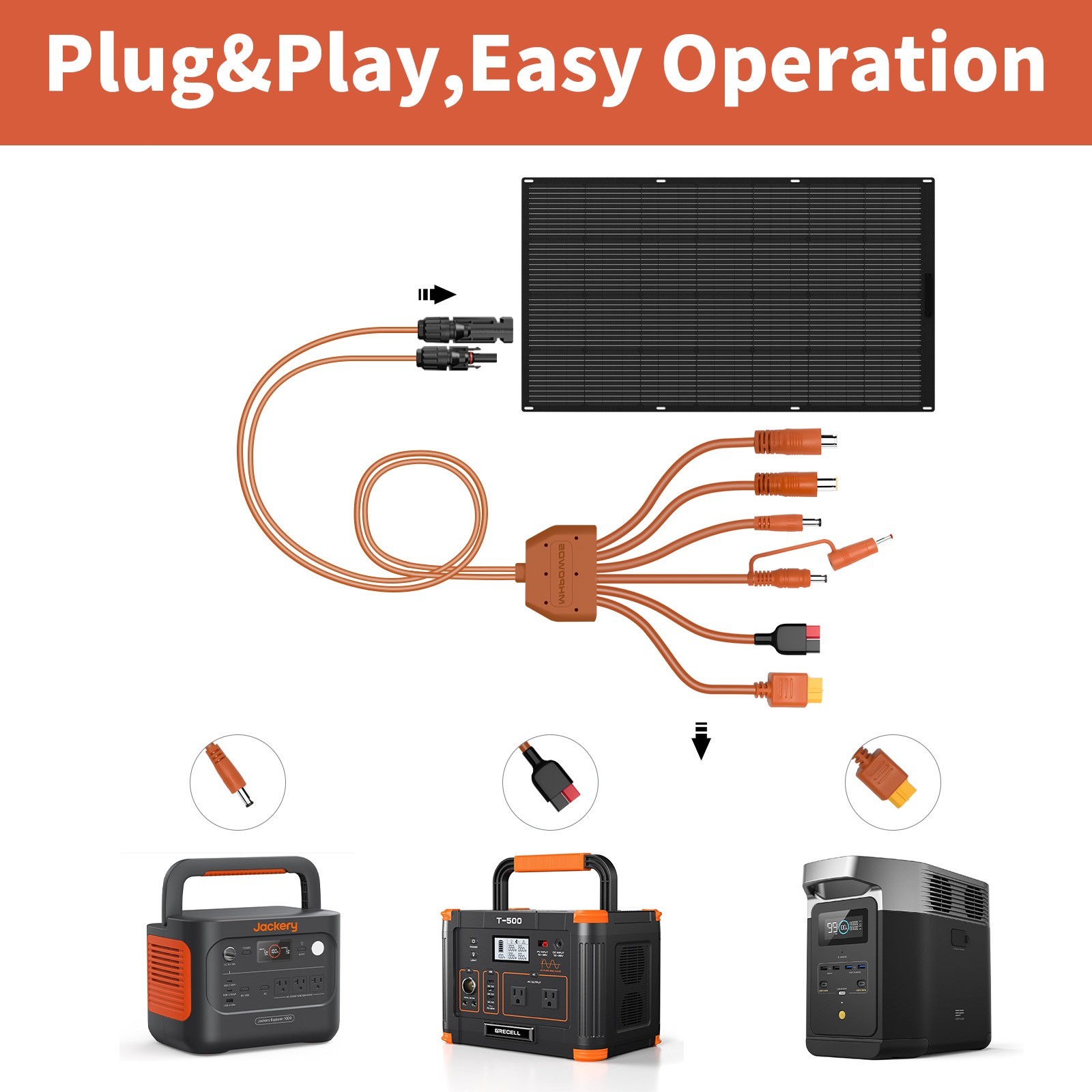 MHPOWOS Solar Panel to XT60 Anderson DC5521 DC5525 DC7909 DC8020 DC35135 Cable