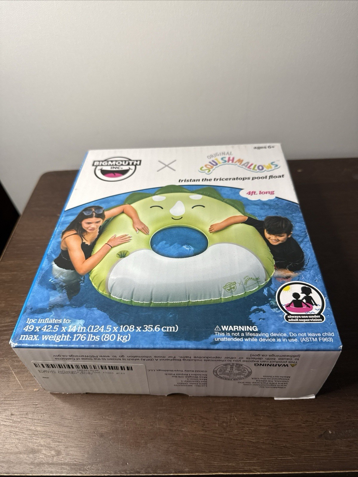 NIB Squishmallows Pool Float Tristan The Triceratops Beach Summer Cup Holder
