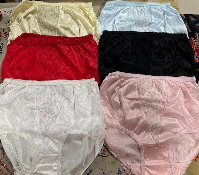 12 Pairs (1 dz) Famous Maker 100% NYLON Brief CENTER Panel LACE Sz 5 6 7  UNISEX