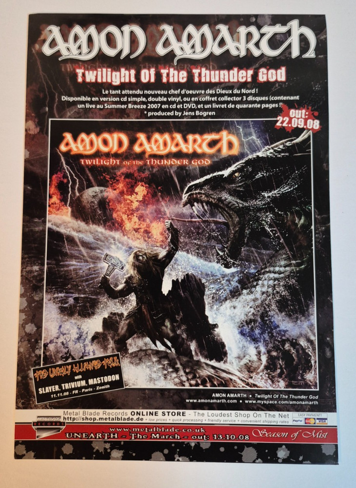 AMON AMARTH "Twilight of the Thunder God" ~ Magazine Print/Promo Ad 2008