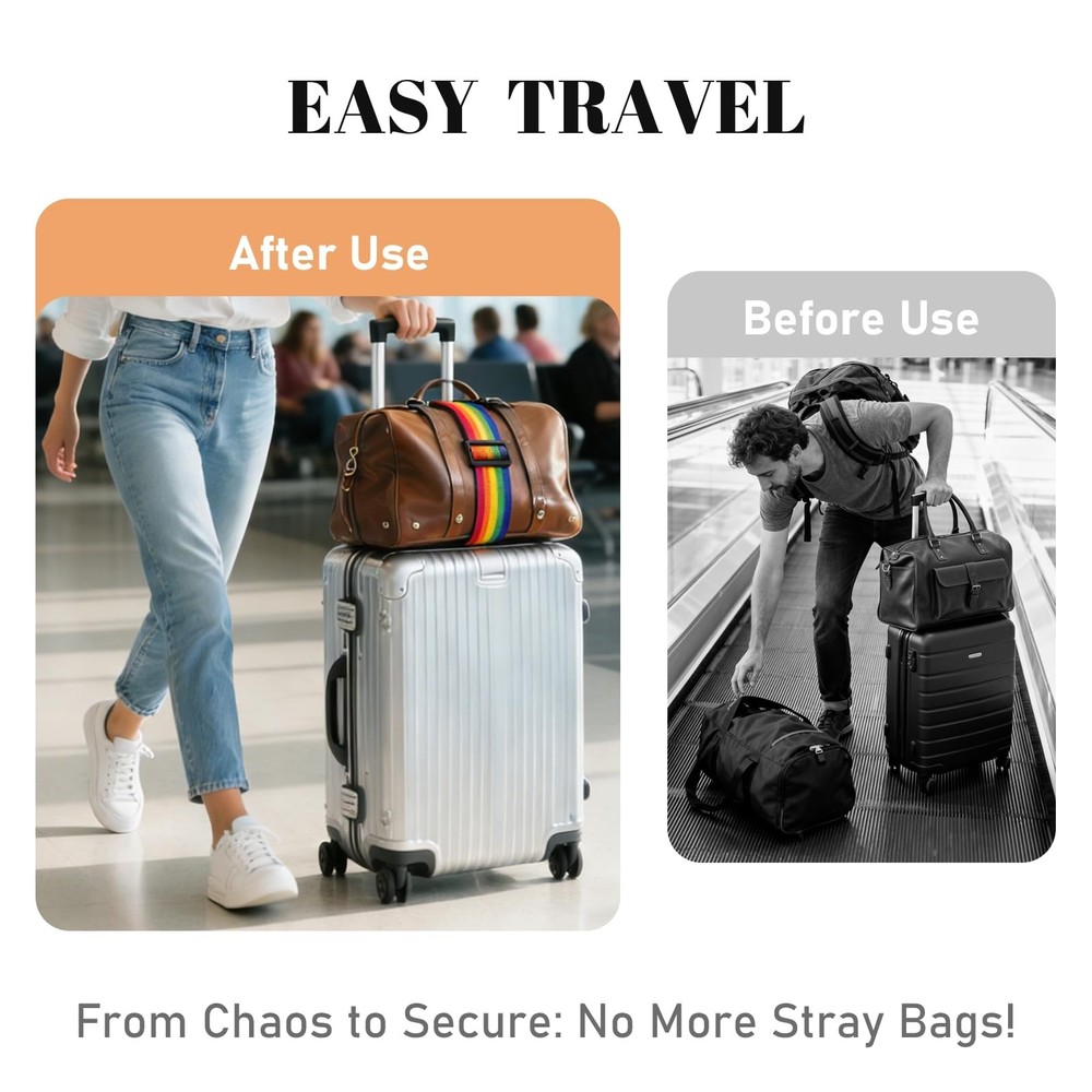 Multi Use Strong Adjustable Luggage Connector Straps for Suitcases,2 Pack Fle...