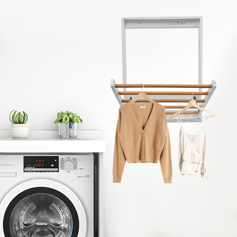 Wall Mounted Clothes Drying Rack Laundry Drying Rack Collapsible Load 5kg White