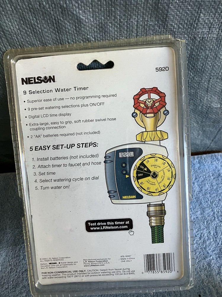 New Nelson 5920 Electronic Water Timer With 9 Selections