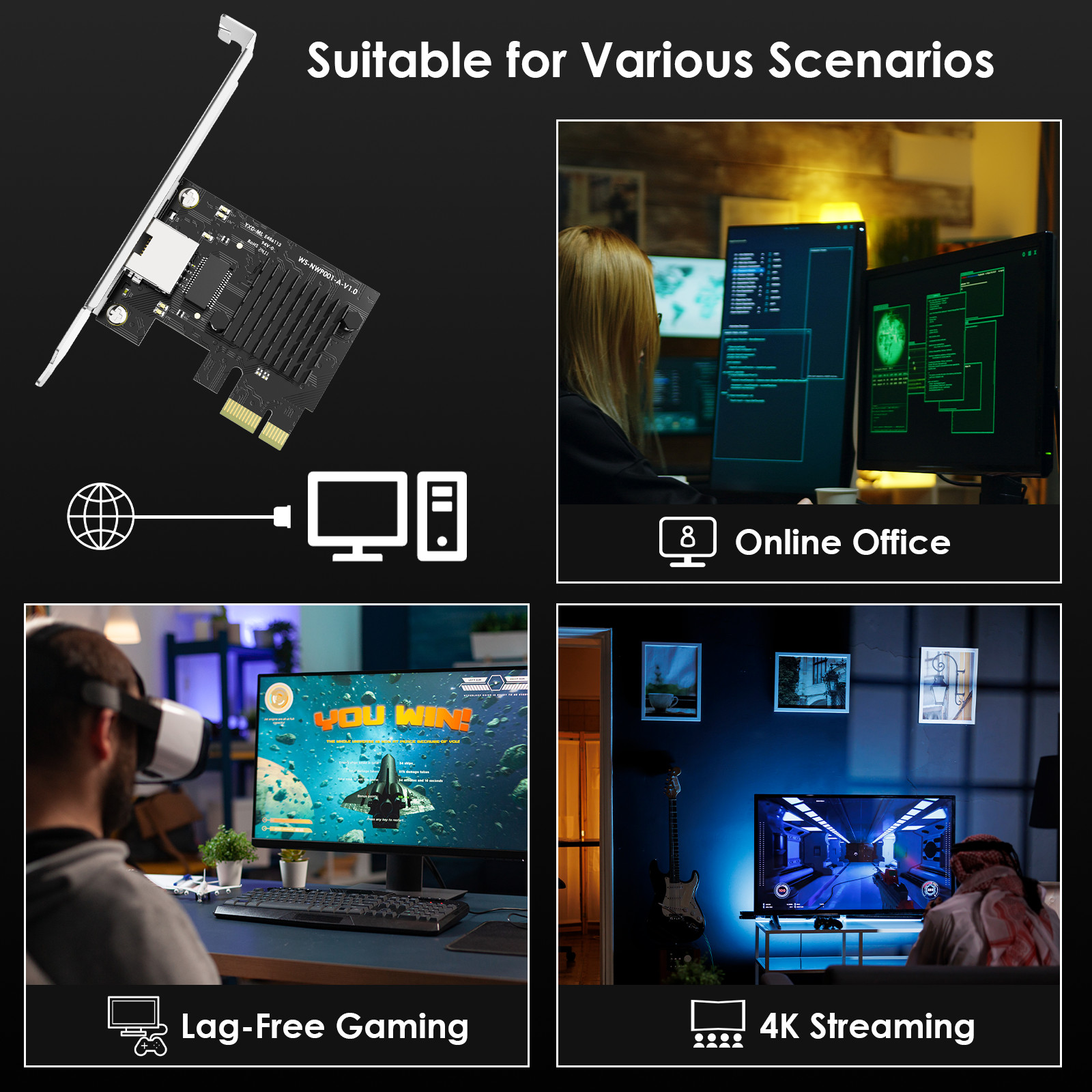 1Gb/2.5Gb/5Gb/10Gb Base-T PCI-e Network Card PCI Express Ethernet Adapter
