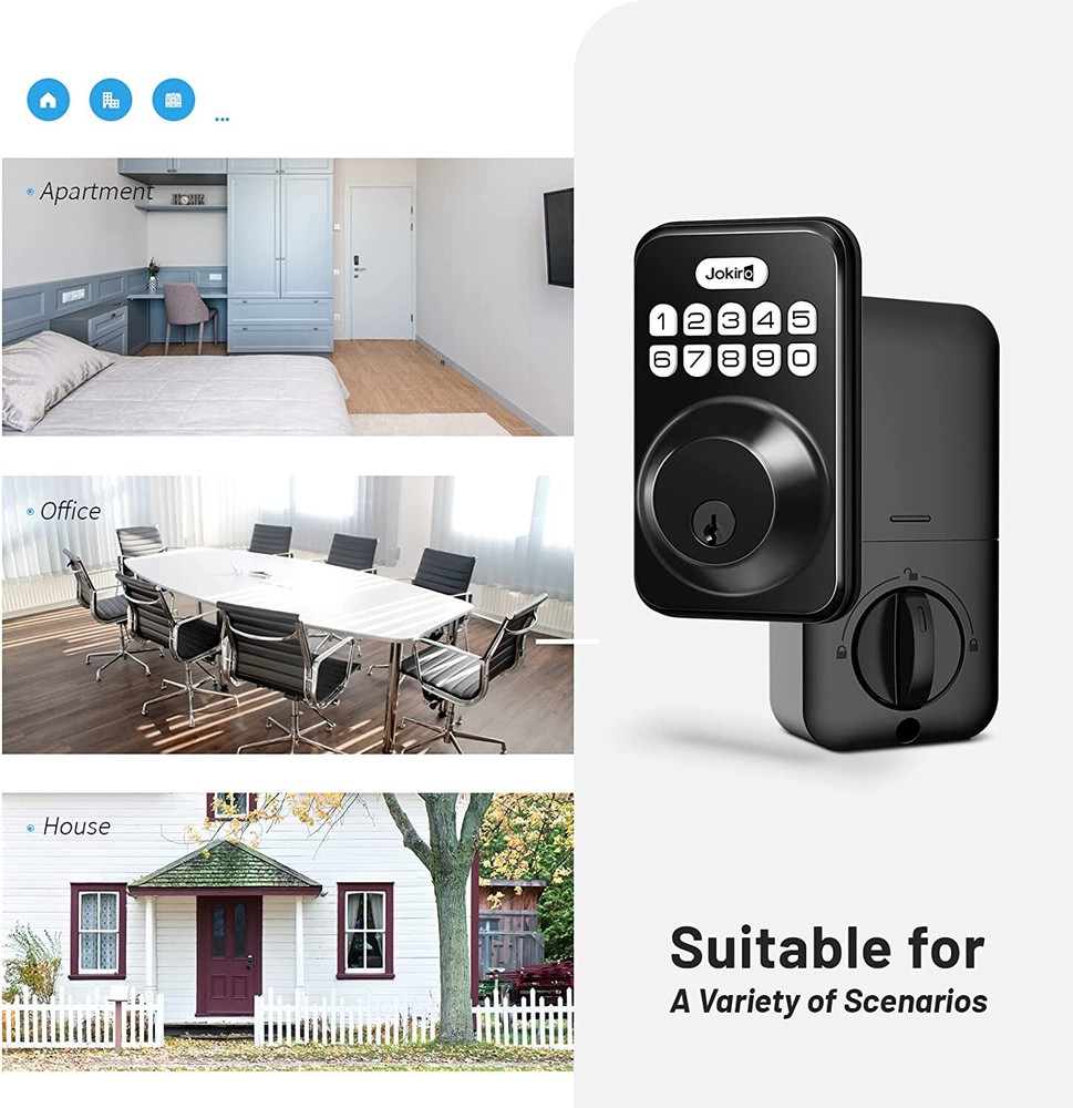 Smart Lock Keypad Deadbolt Auto Lock, 20 Codes, Anti-Peep, Guest Code, WiFi, App