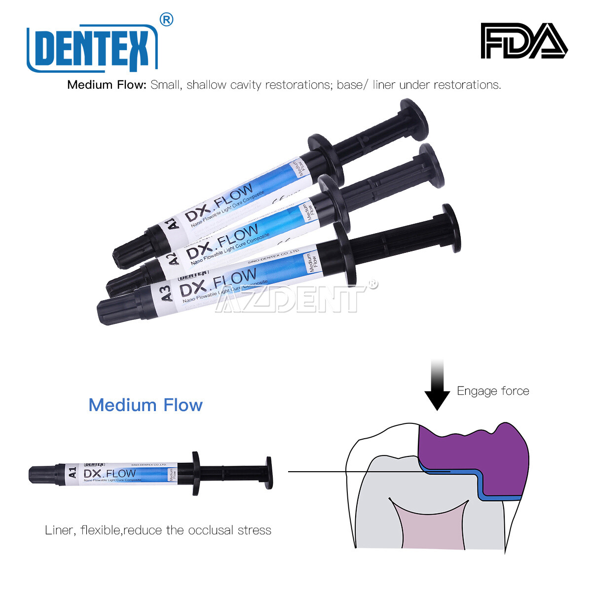 DX.FLOW Dental Flowable Light Cure Composite Resin Medium Flow DENTEX