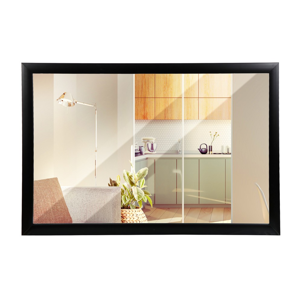 36" Rectangular Wall Mirror Makeup Mirror Bathroom Sturdy Frame Clear Image