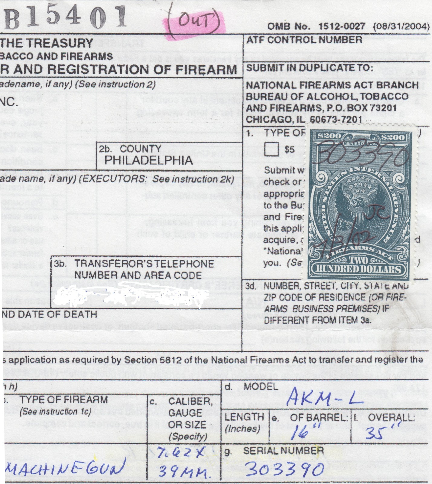 US Scott RY8, F-VF, FIREARMS TRANSFER REVENUE, ON LICENSE.  See Description.