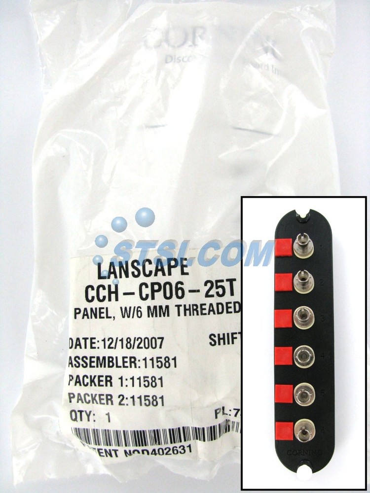 Corning CCH-CP06-25T Patch Panel, 6 ST Simplex OM1 Multimode 62.5 Adapters ~STSI