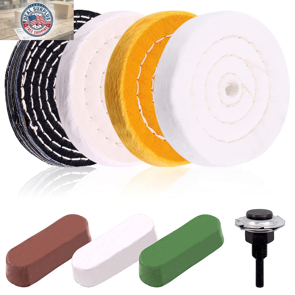 8Pcs 4Inch Buffing Polishing Wheel Kit Includes Polishing Compounds, Buffer Whee