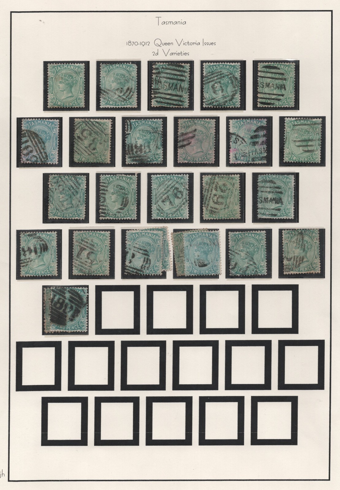 AUSTRALIA TASMANIA 1870-1900 COLLECTION OF 71 STAMPS WITH PERF VARIETIES