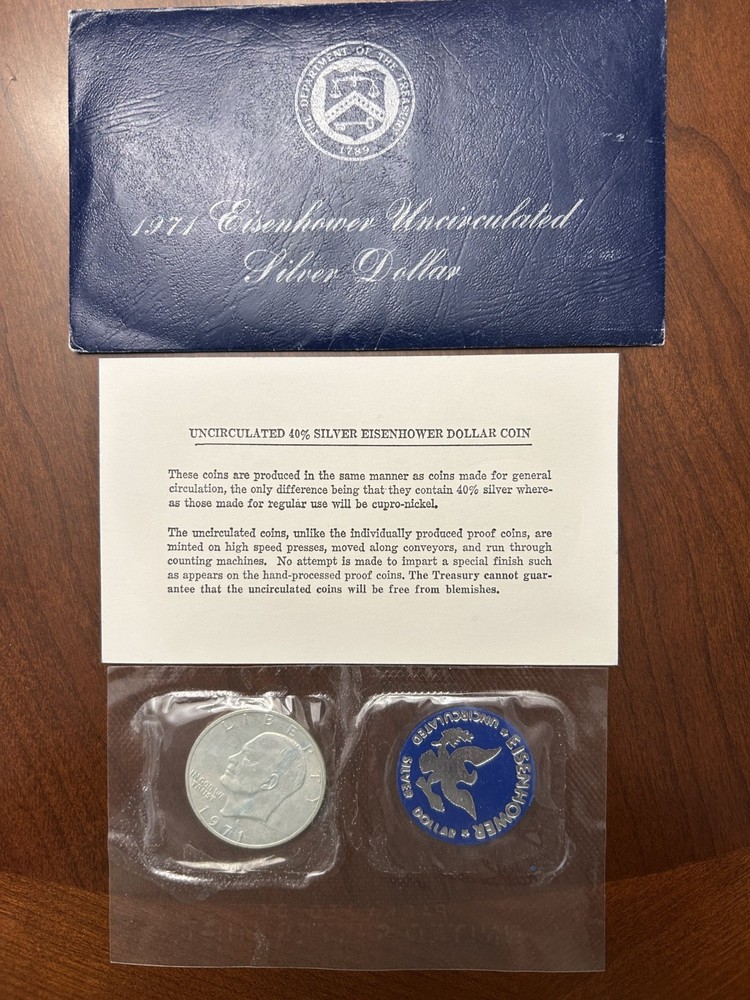 1971-S Silver Uncirculated Eisenhower Dollar - "Blue Ike" - OGP