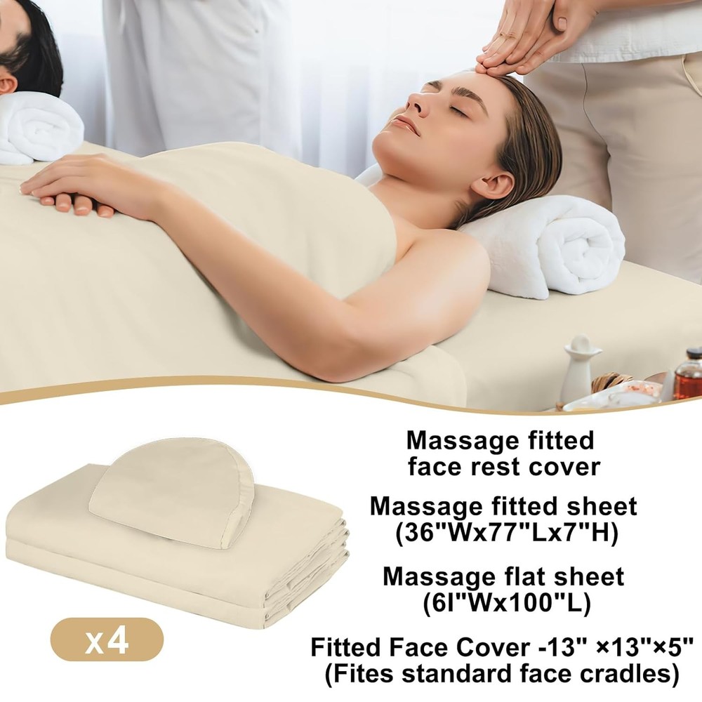 4 Sets Premium Microfiber Massage Table Sheets Set 3 Piece Set Includes