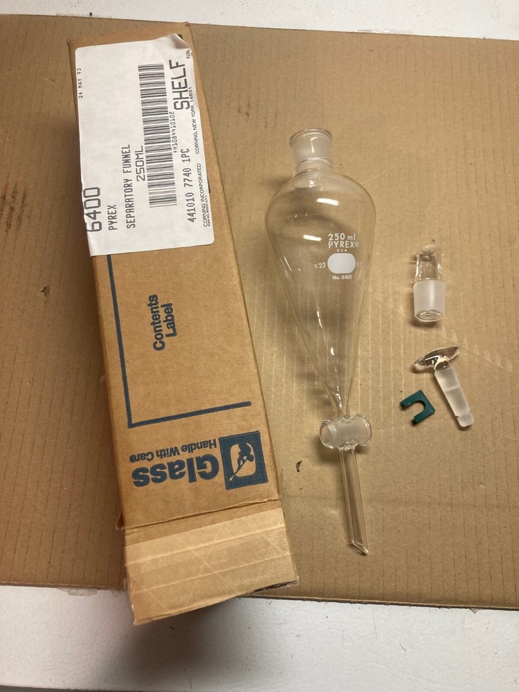 Pyrex Product number 6400 Separatory Funnel 250 ml volume