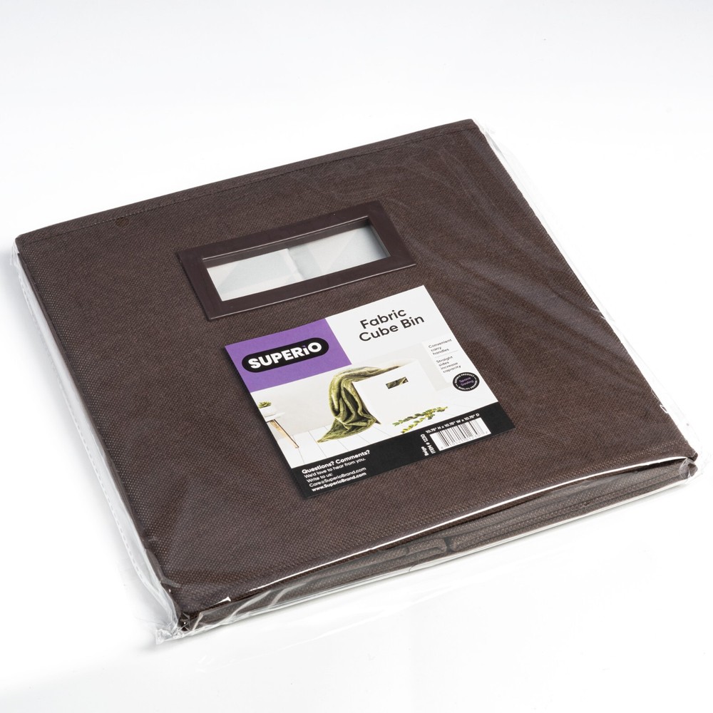 Superio Fabric Organizing Bin, 11" Brown Fabric Cube 1-Pack