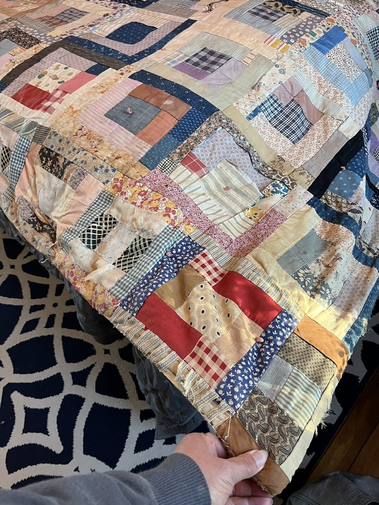 Antique Handmade Quilt Log Cabin