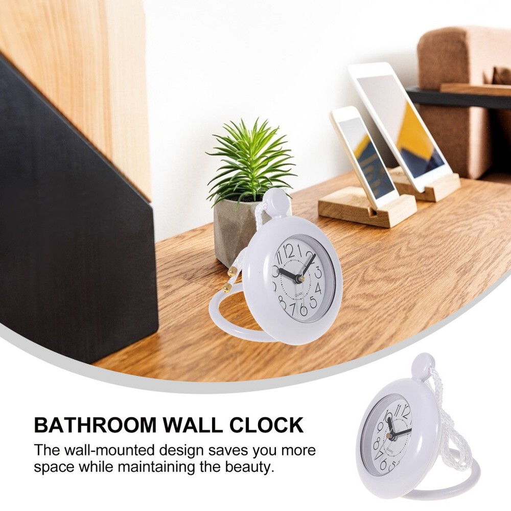 Bathroom Waterproof Wall Clock Digital Hanging Rope Rustic Decor Clocks