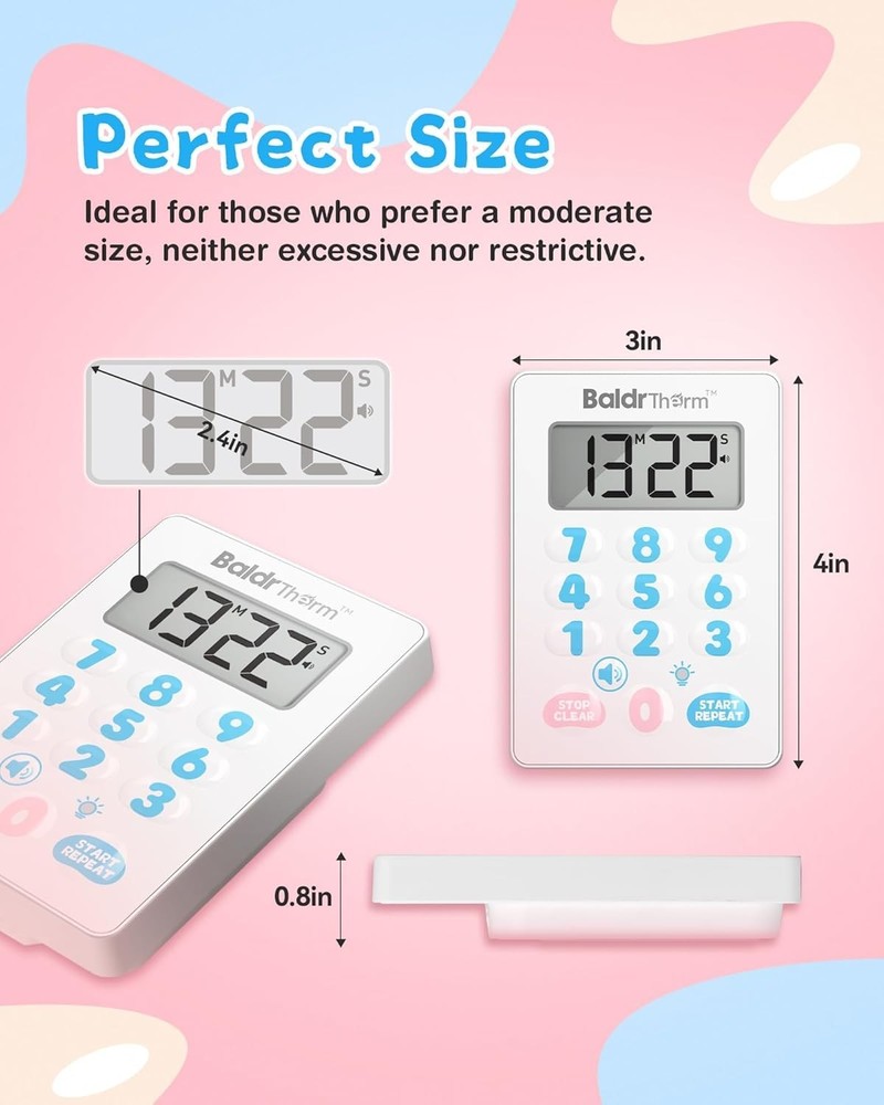 BaldrTherm Digital Kitchen Timer, Magnetic Waterproof Countdown Timer（Cute）
