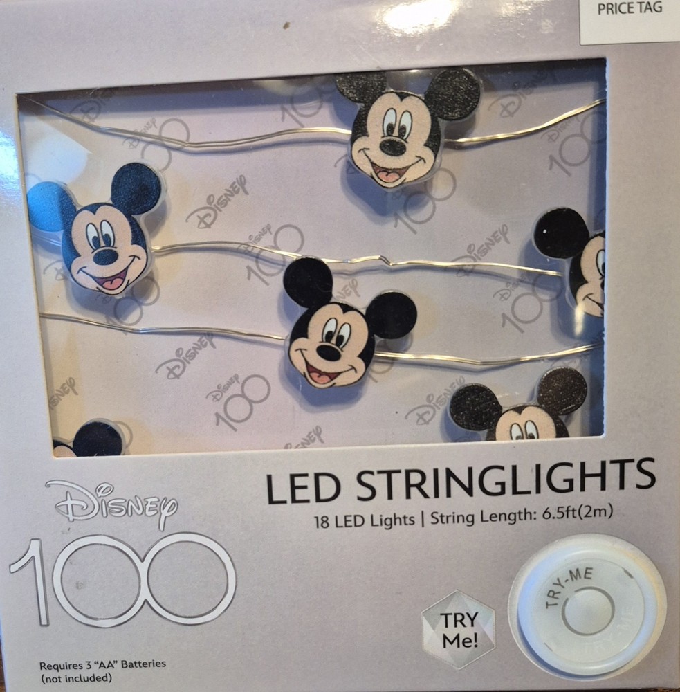 Disney 18 LED String Lights Mickey Mouse  Battery Operated (NEW) 100 Years