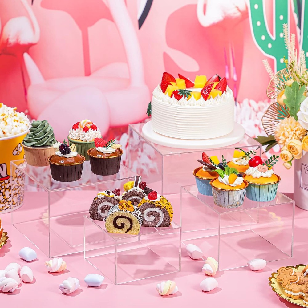 6 Pack Acrylic Risers for Display Acrylic Cube Boxes Risers Display Stands with