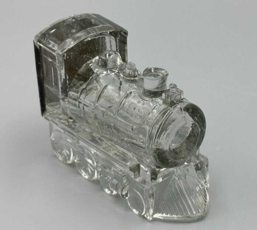 1920s LOCOMOTIVE Train Engine TIN Litho GLASS CANDY CONTAINER Antique E&A 496