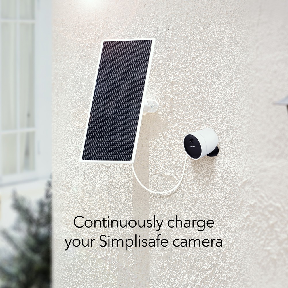 Wasserstein Solar Panel for SimpliSafe Wireless Outdoor Camera (White, 1 Pack)