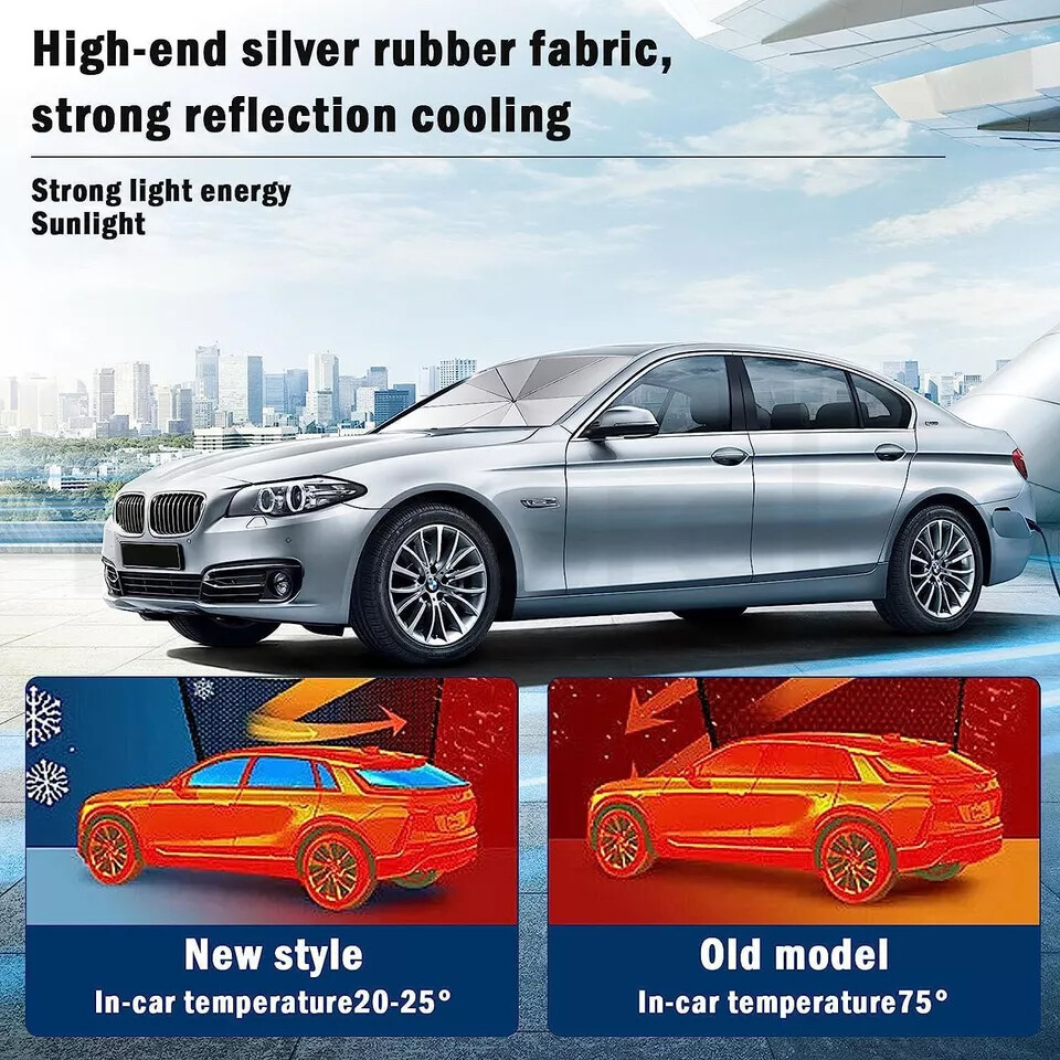 Retractable Car Windshield Sun Shade Umbrella Front Back Window Cover Visor Auto