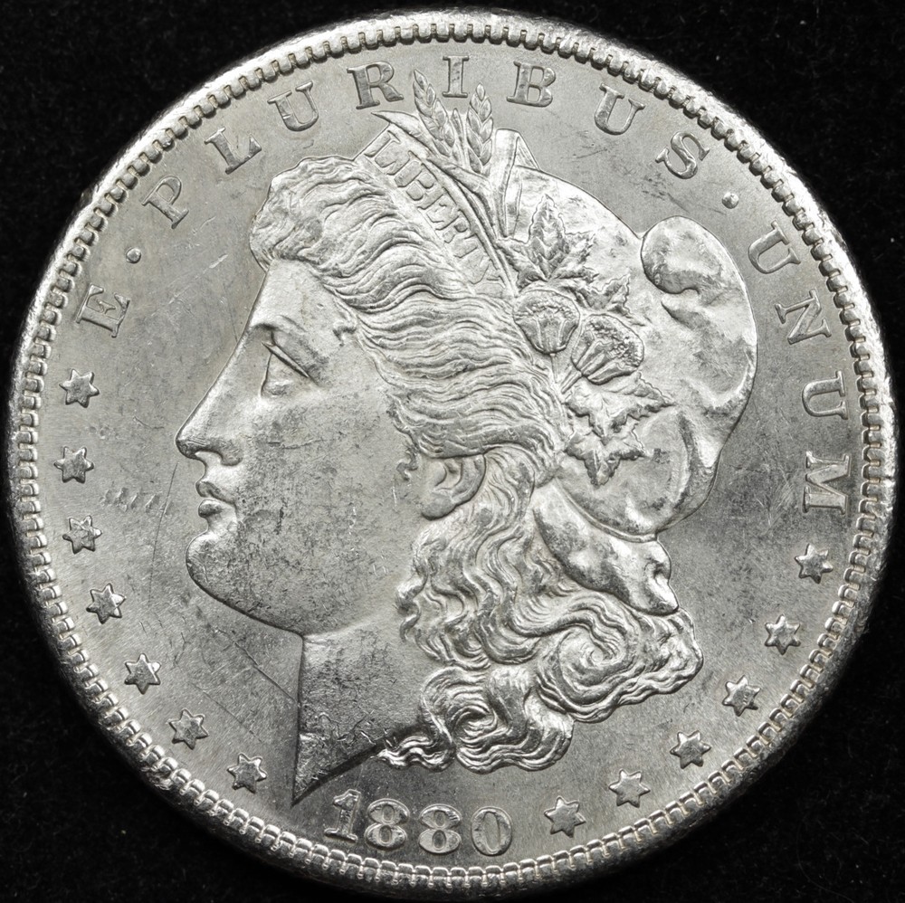 1880-s Morgan Silver Dollar.  B.U.*  (Inventory A)