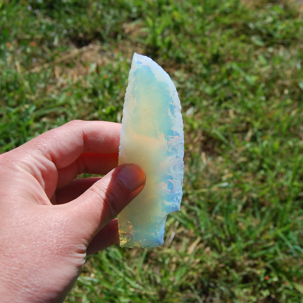 Hand Knapped Opalite Crystal Knife Blades 5.5"