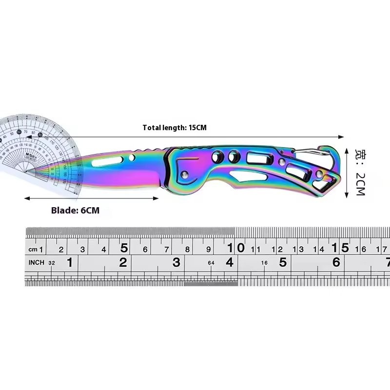 Multicolor Titanium Pocket Knife – Compact Folding Tool with Key Ring for EDC