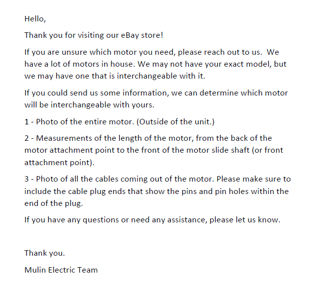 Mulin Electric Motor Actuator - ML8-295 Power Recliner Motor