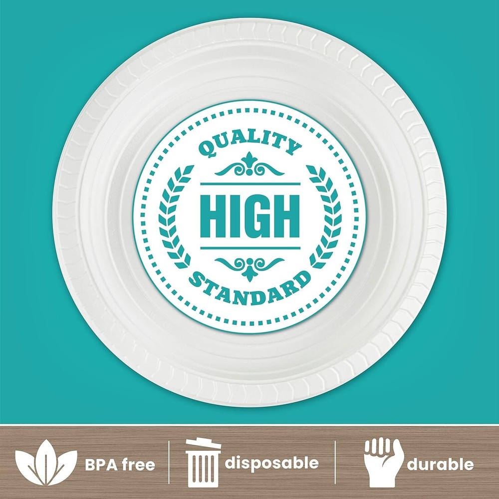 Lightweight 200 Count 9'' Microwave Safe Plastic Plates - Easy Cleanup Solution