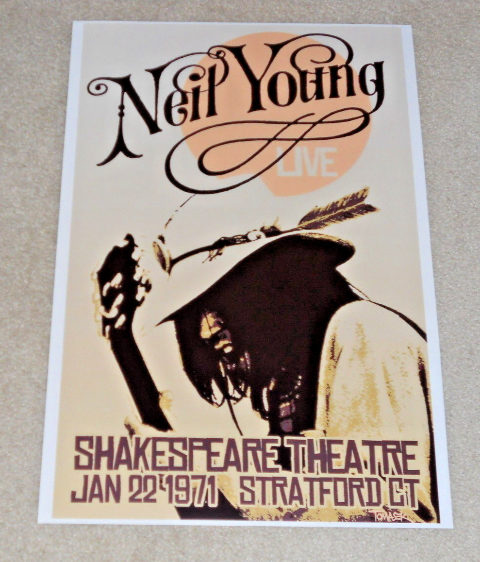 Large Neil Young HARVEST 1971 Concert Poster, 19"x13" RARE + BEAUTIFUL!