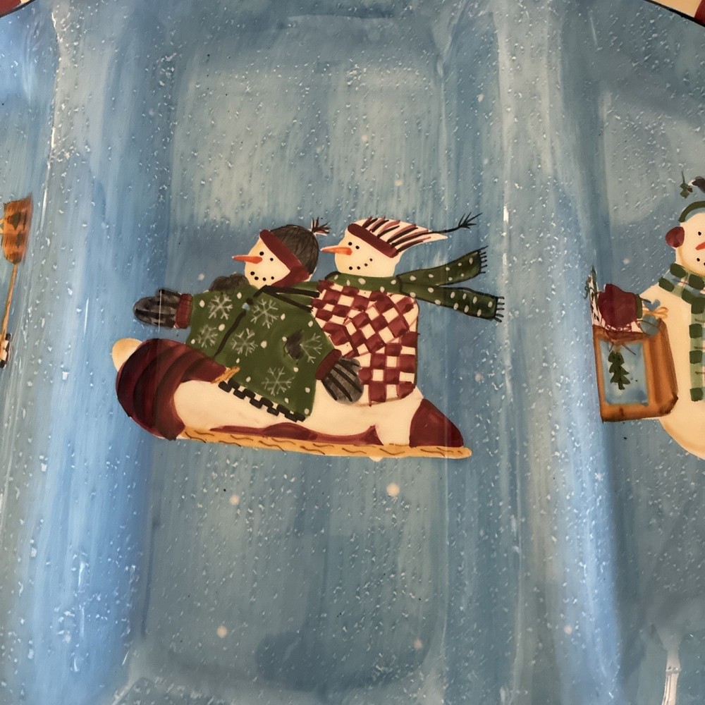 Sakura Jolly Snowman 3 Section Serving Tray Debbie Mumm