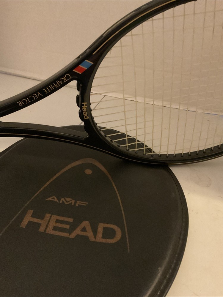 Vintage Tennis Racket HEAD AMF Graphite Vector With Cover EUC