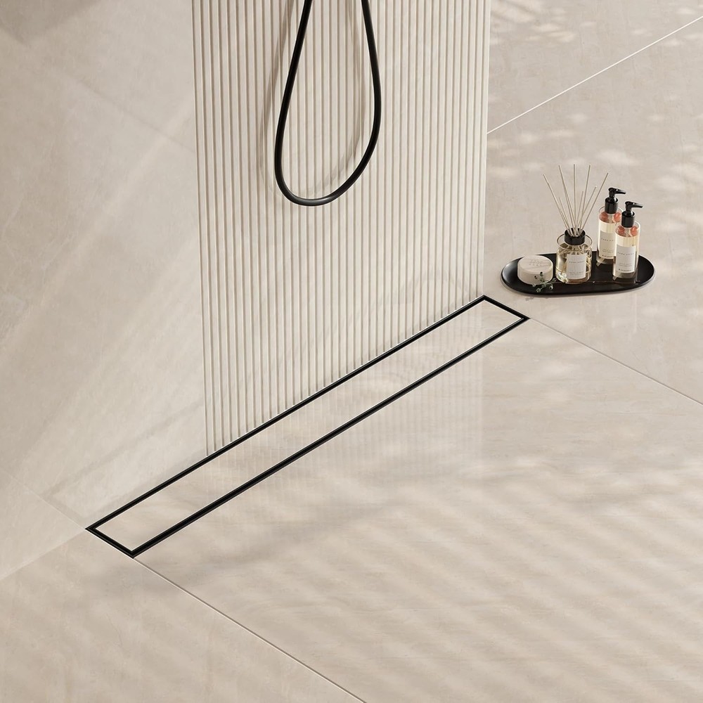 Versatile 2-in-1 Matte Black Shower Drain - 18