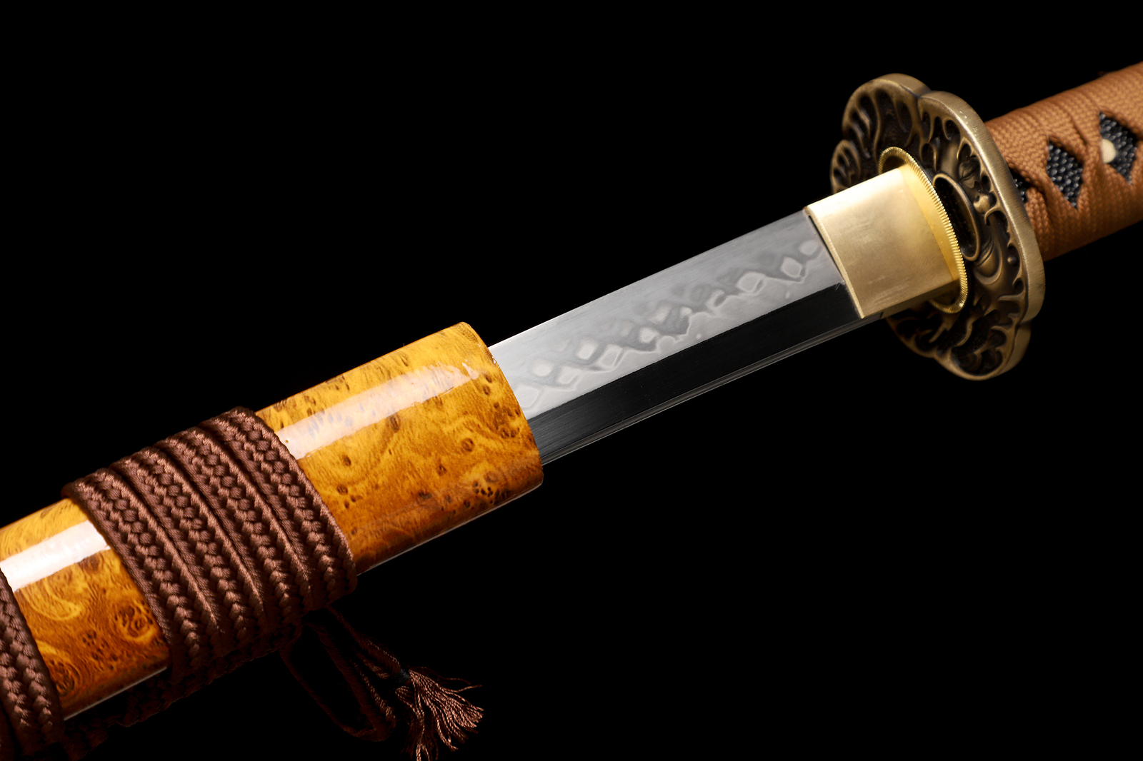 Japanese Handmade Samurai Katana Sword Clay Tempered L6 Steel Real Hamon