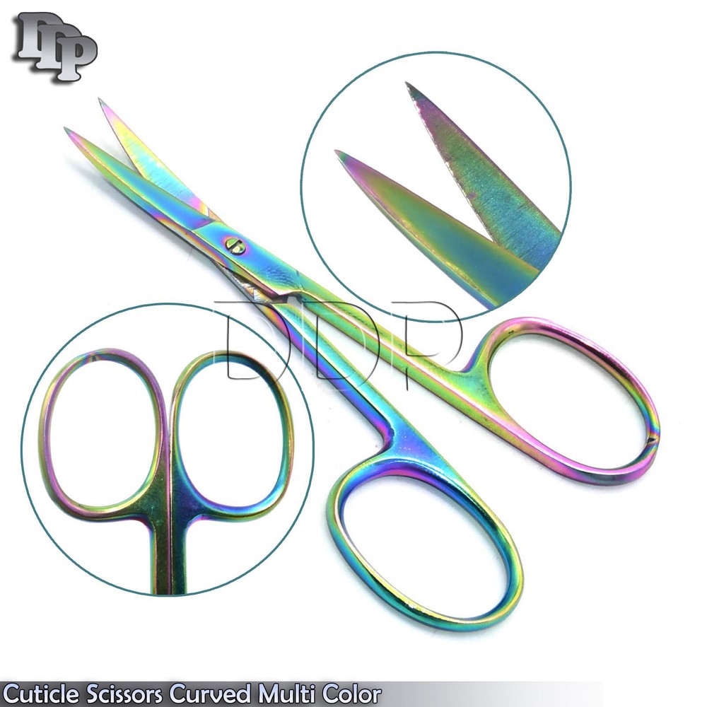 Mini Nail Cuticle Scissors 3.5'' Curved Multi Color BTS-202