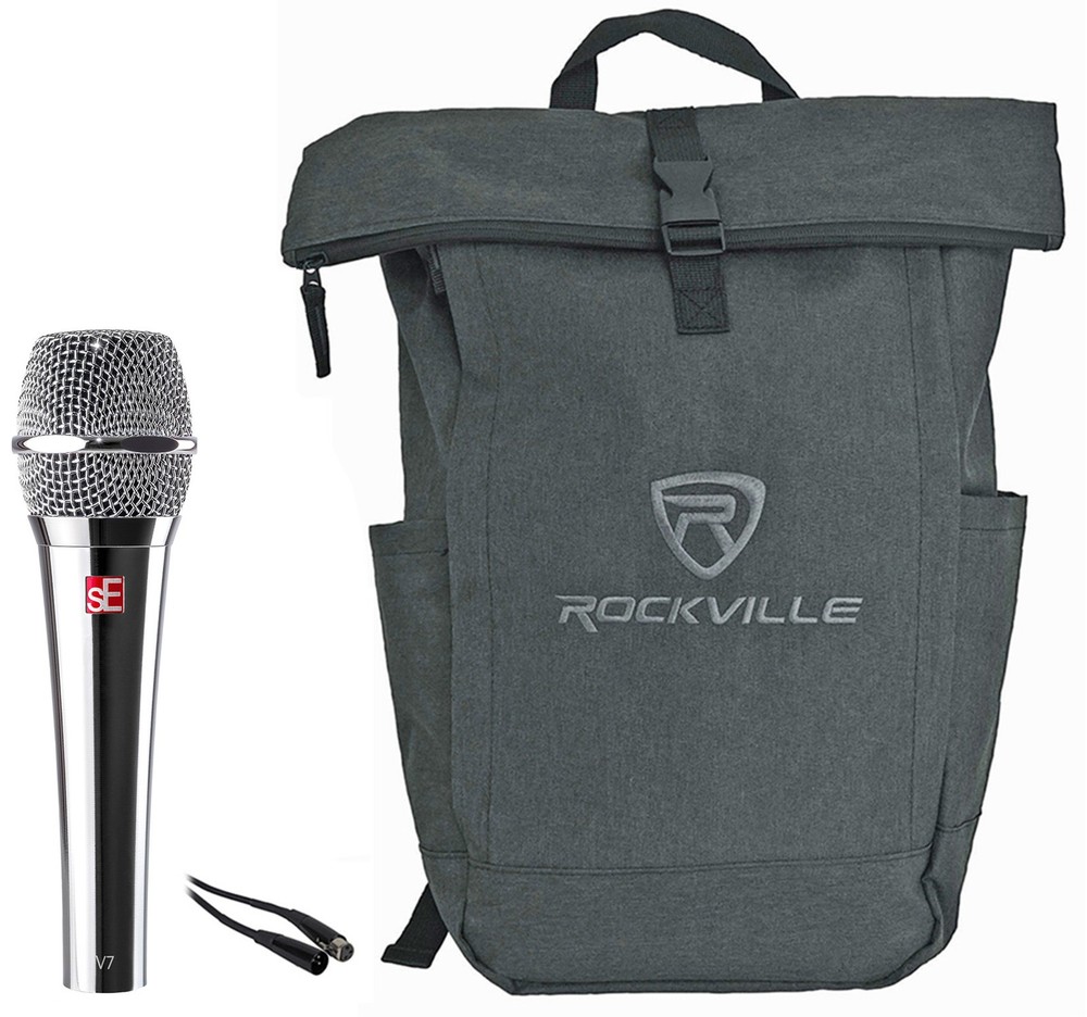 Se Electronics V7 CHROME Dynamic Microphone Vocal Handheld Mic+Cable+Backpack