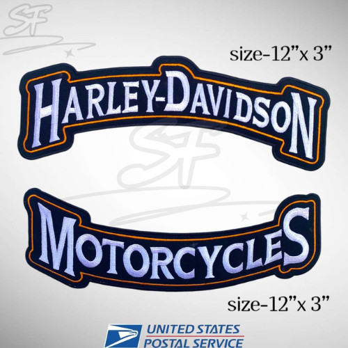 Harley Davidson Brown Eagle & Rocker Embroidered Back Patch Set Iron-On