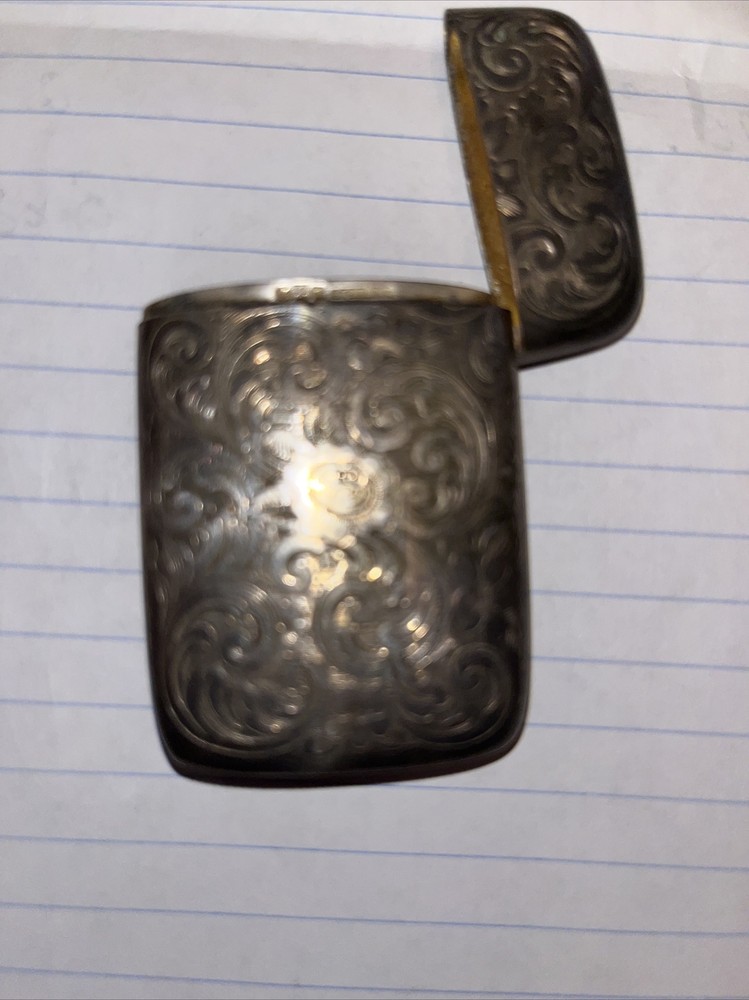 Monogrammed 19c English Sterling silver MATCH SAFE