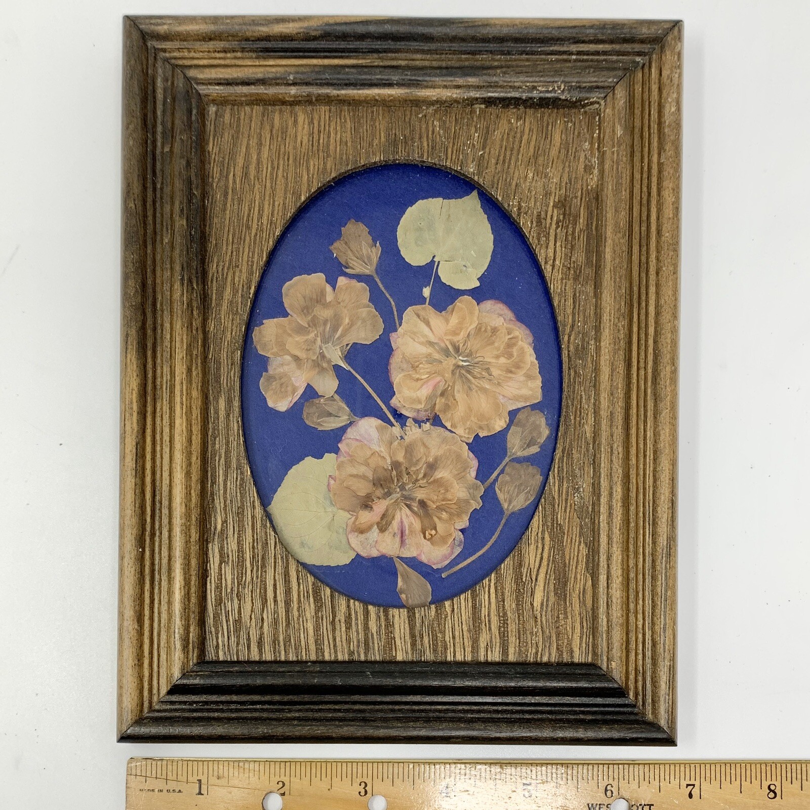 Vtg Handmade Dried Flower Pressed Flower Art Wall Hanging Reclaimed Wood